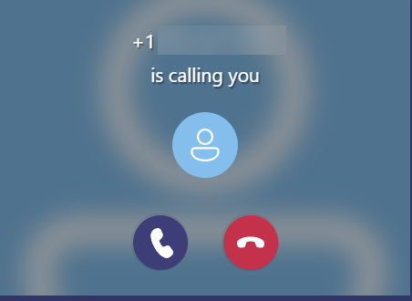 Sample incoming call notification